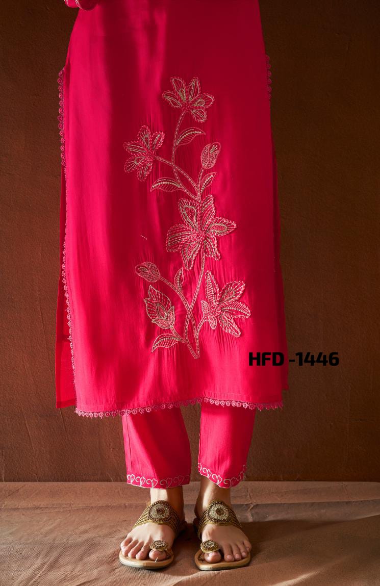 Flower Round Neck Kurti For Women