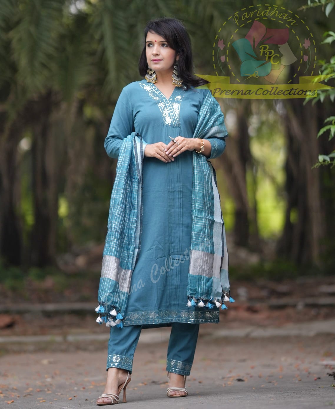 Patta Round Neck Kurti For Women